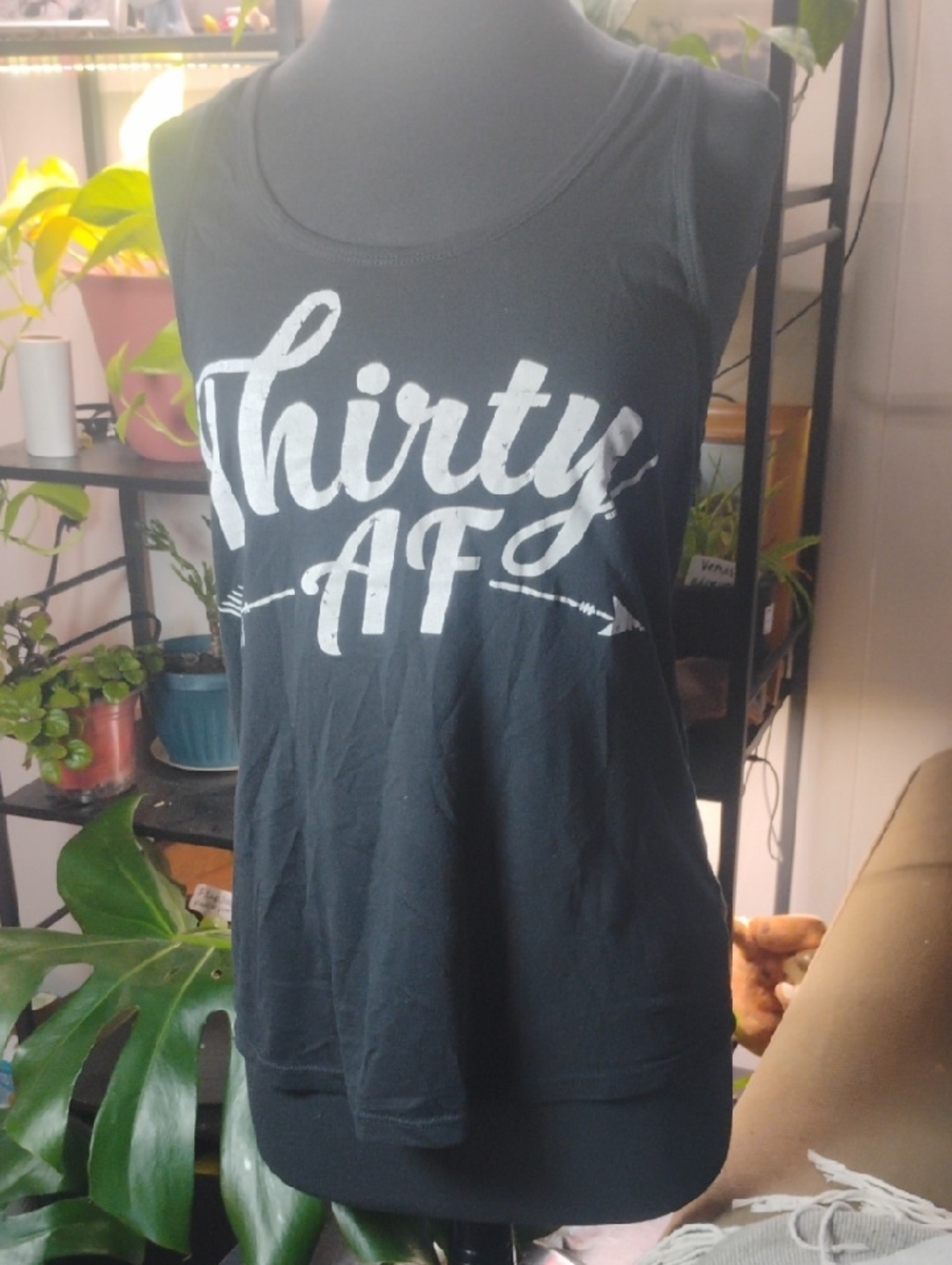 Black "Thirty AF" Graphic Tank Top